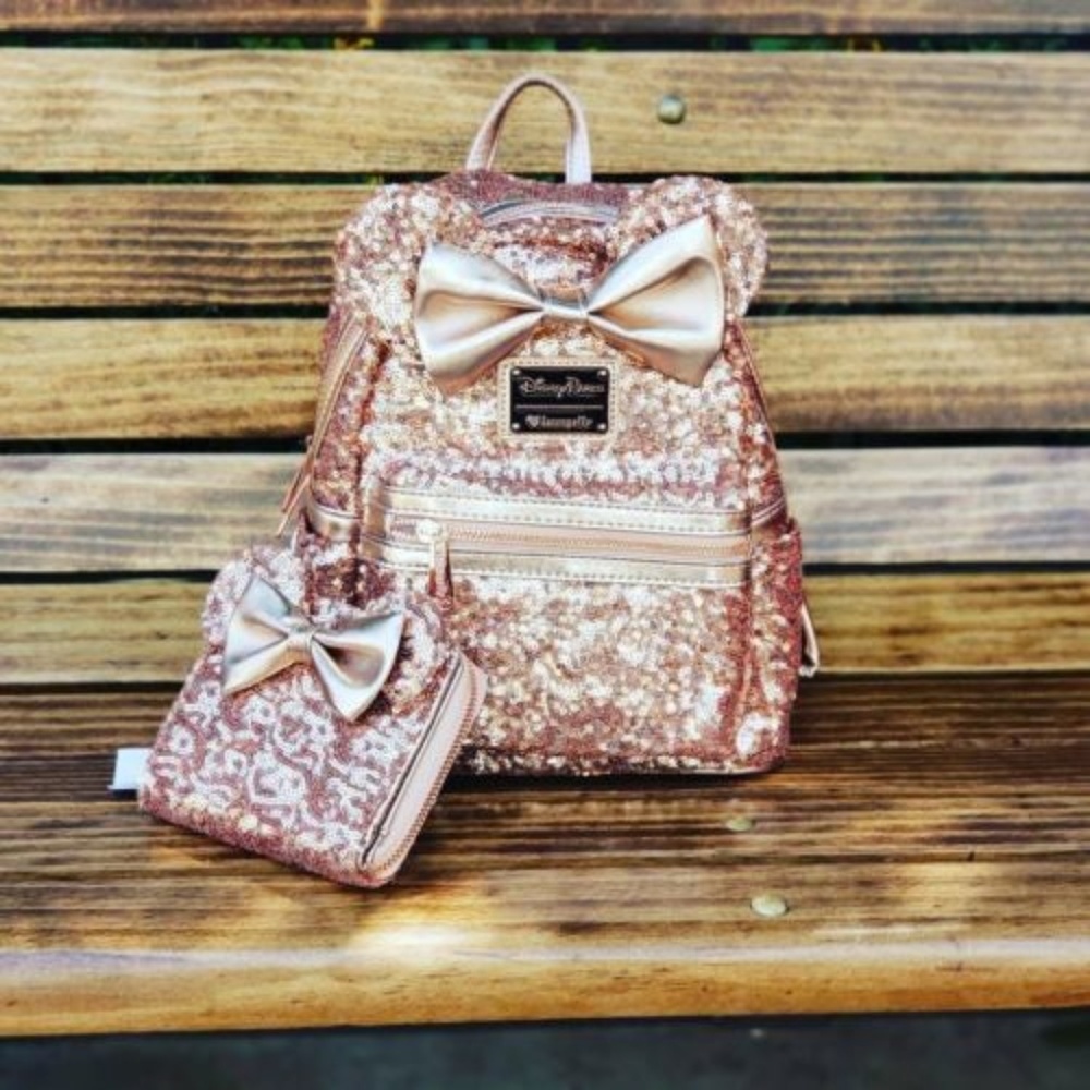 Minnie Rose Gold Loungefly Backpack & Wallet